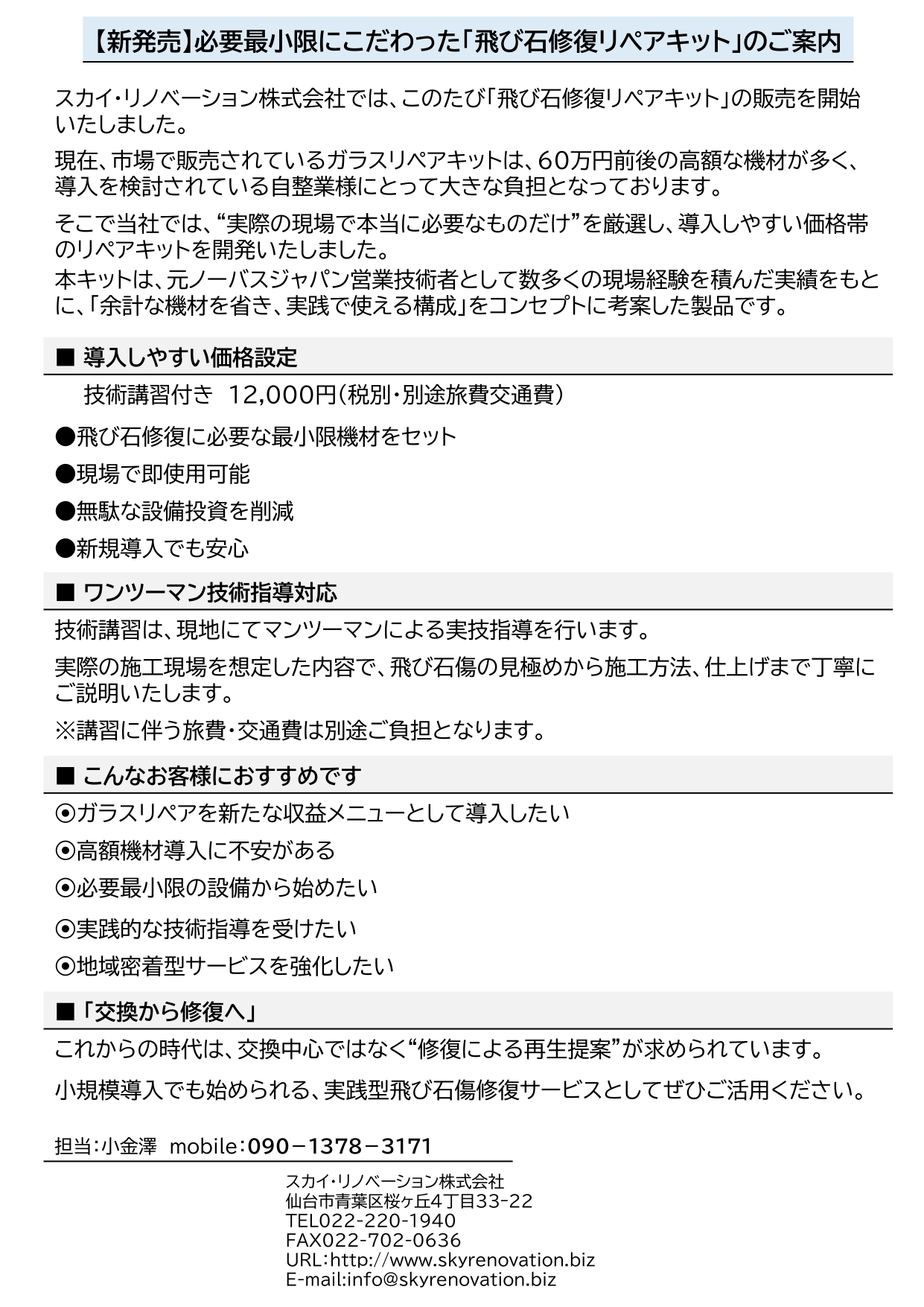飛び石修復リペアキット